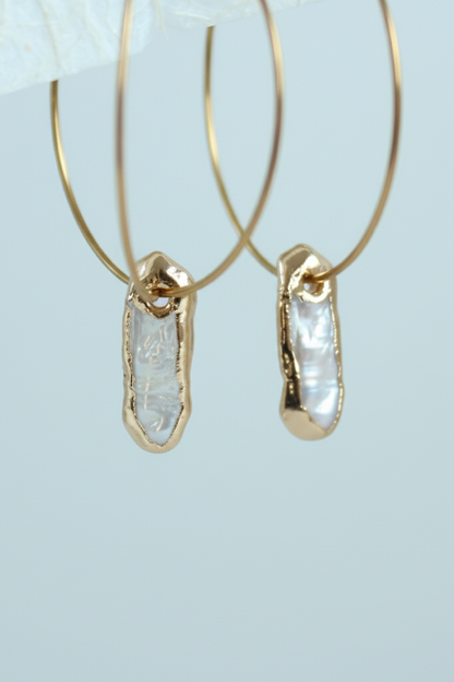 Gold Dipped Petite Keshi Pearl Dangles (1C07ER)