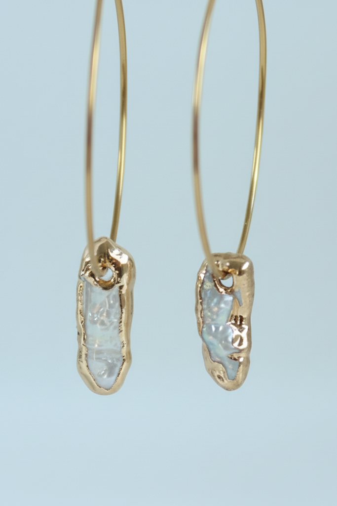 Gold Dipped Petite Keshi Pearl Dangles (1C07ER)