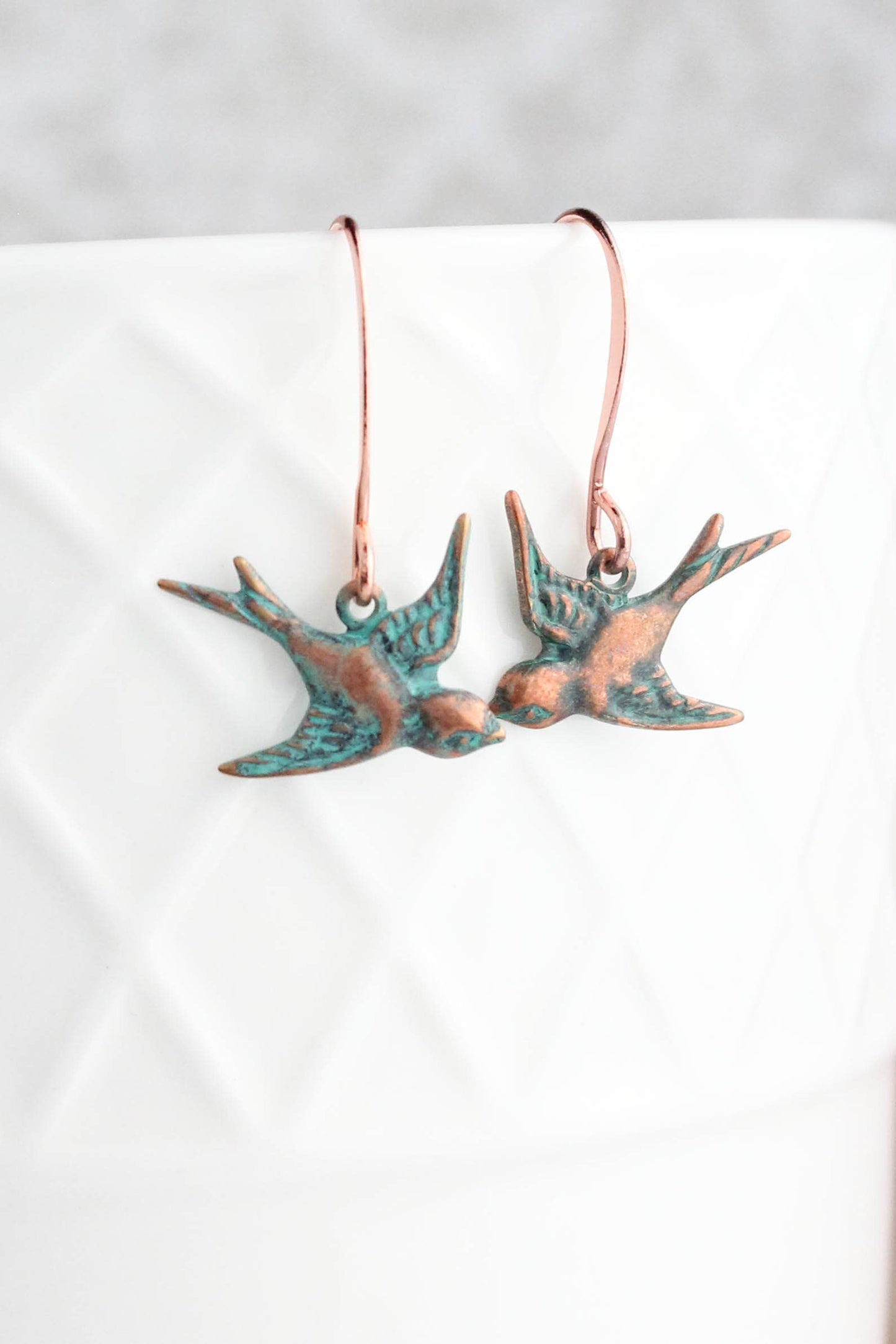 Copper Bird Earrings