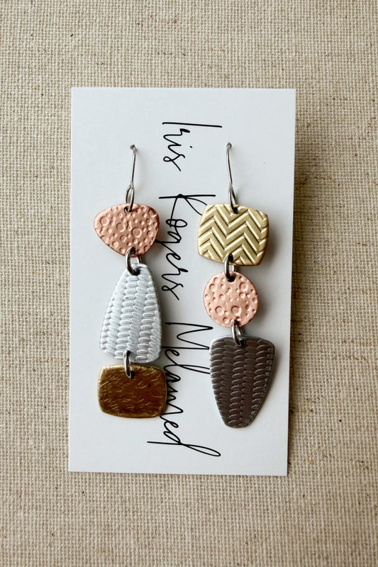 Mismatched Mixed Metal Drop Earrings