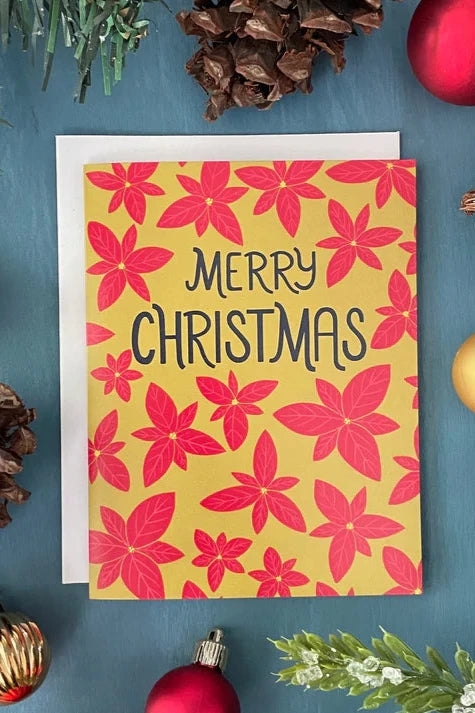 Merry Christmas Poinsettias Card