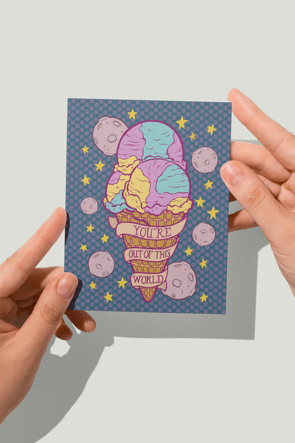 Moon Mist Ice Cream You're Out of This World Card
