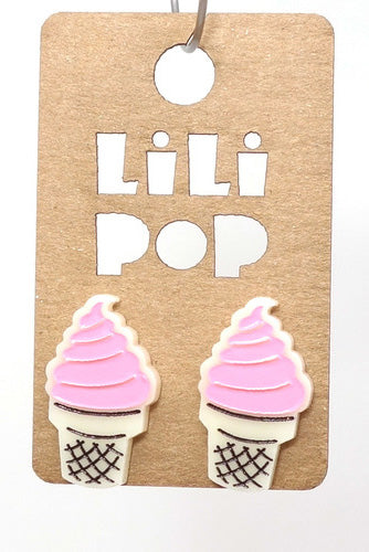 Lili0522 Ice Cream Cone Stud Earrings