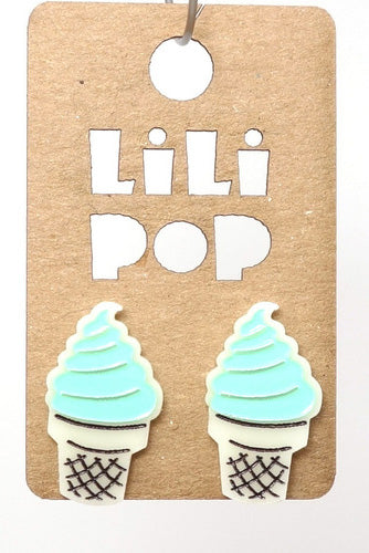 Lili0522 Ice Cream Cone Stud Earrings