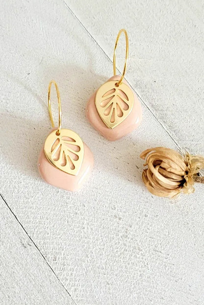 Double Leaf Ceramic Earrings