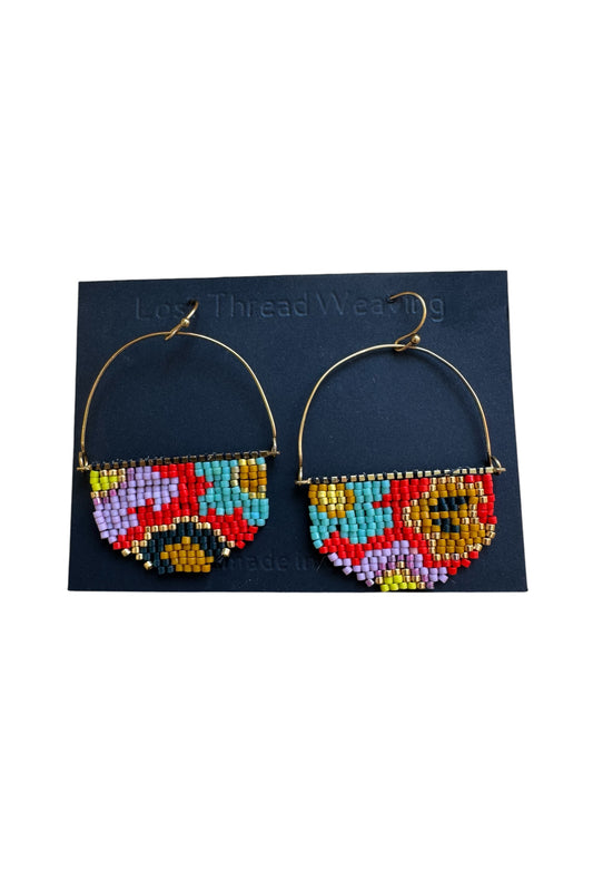 Miriam Beaded Earrings - Muted Brights Abstract