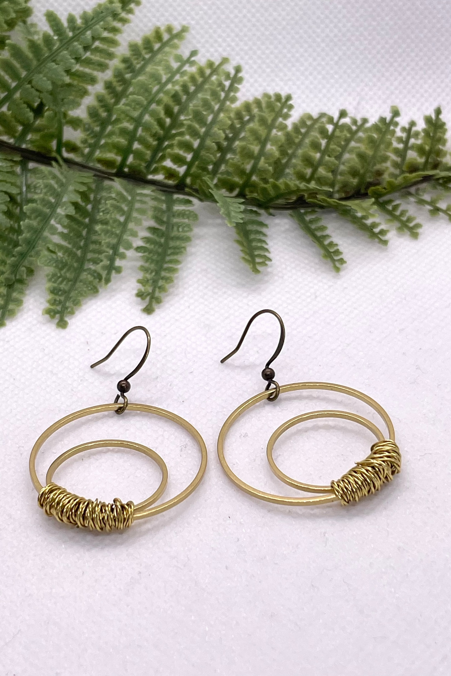 Kim Double Hoop Gold Wire Wrapped Earrings