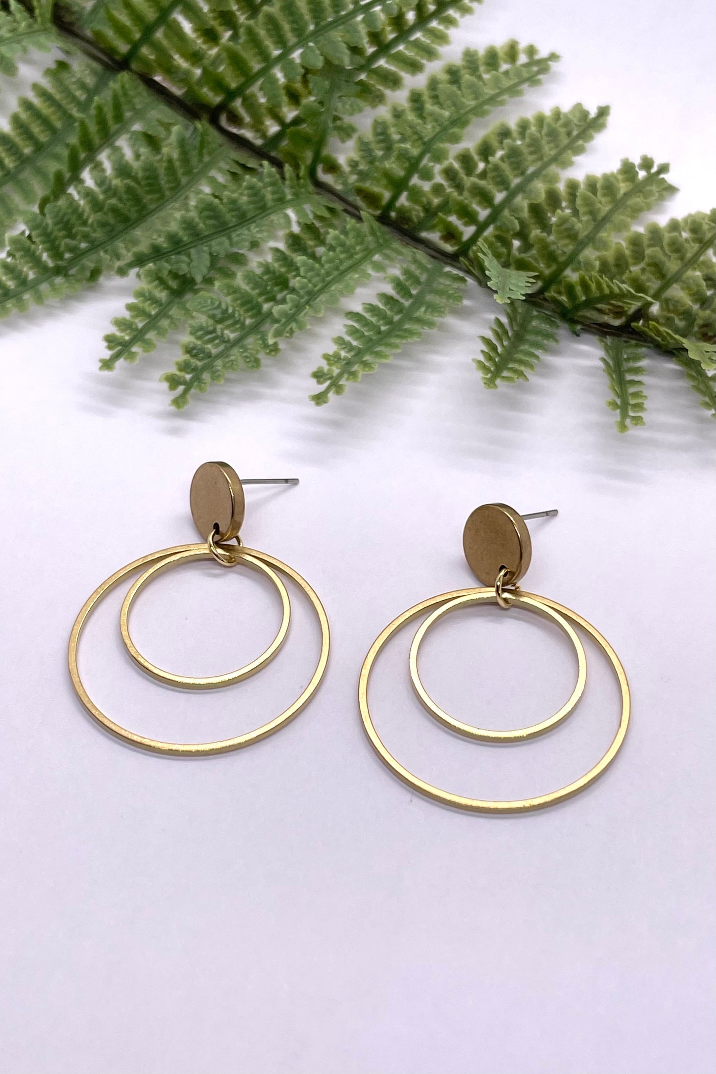 Eleanor Double Hoop Brass Earrings