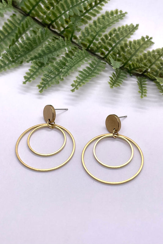 Eleanor Double Hoop Brass Earrings