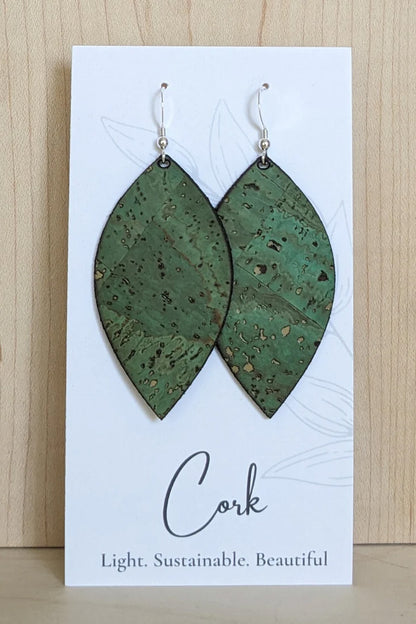 Leaf Shaped Cork Earrings