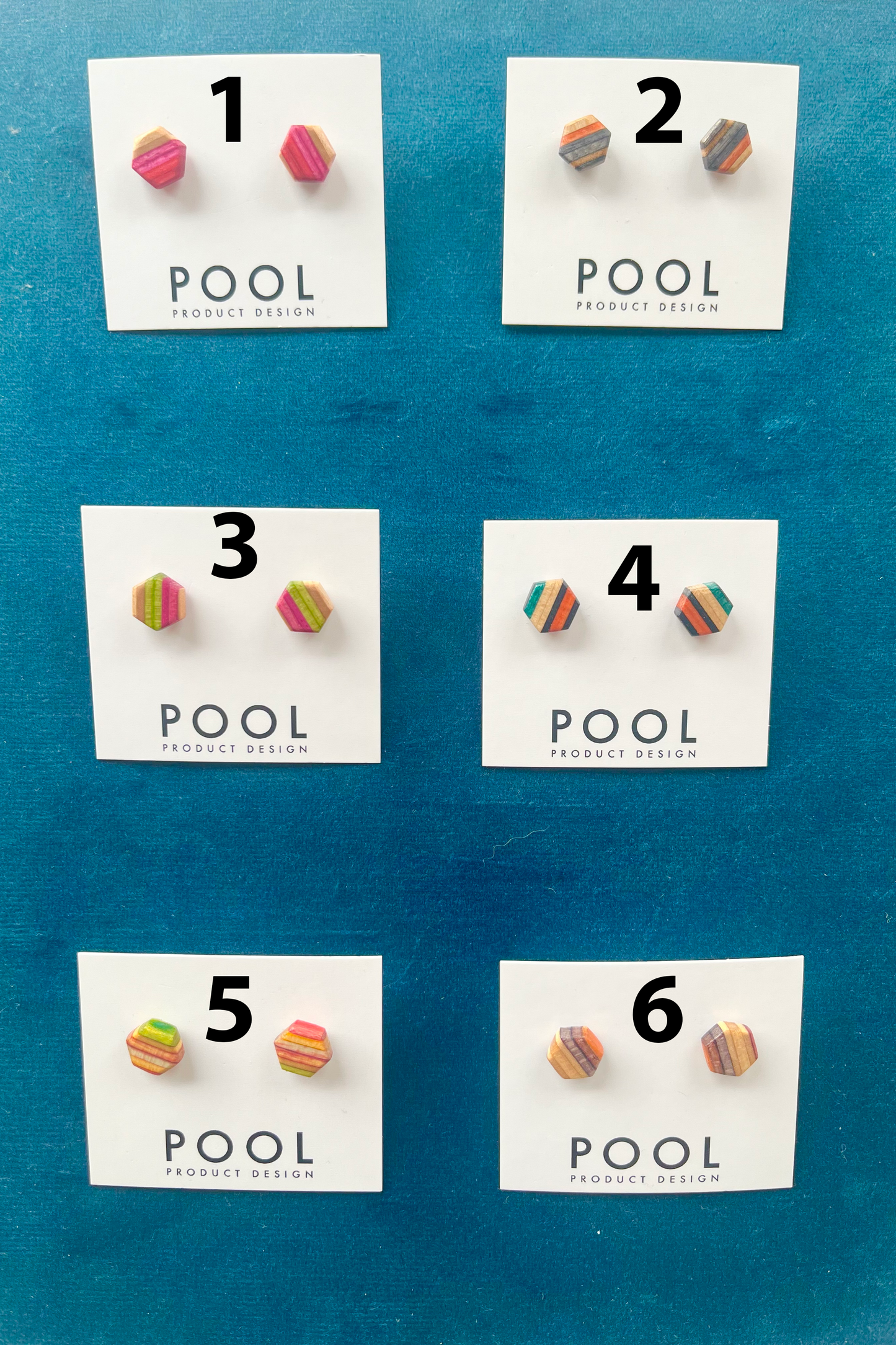 Hexagon Repurposed Skateboard Stud Earrings