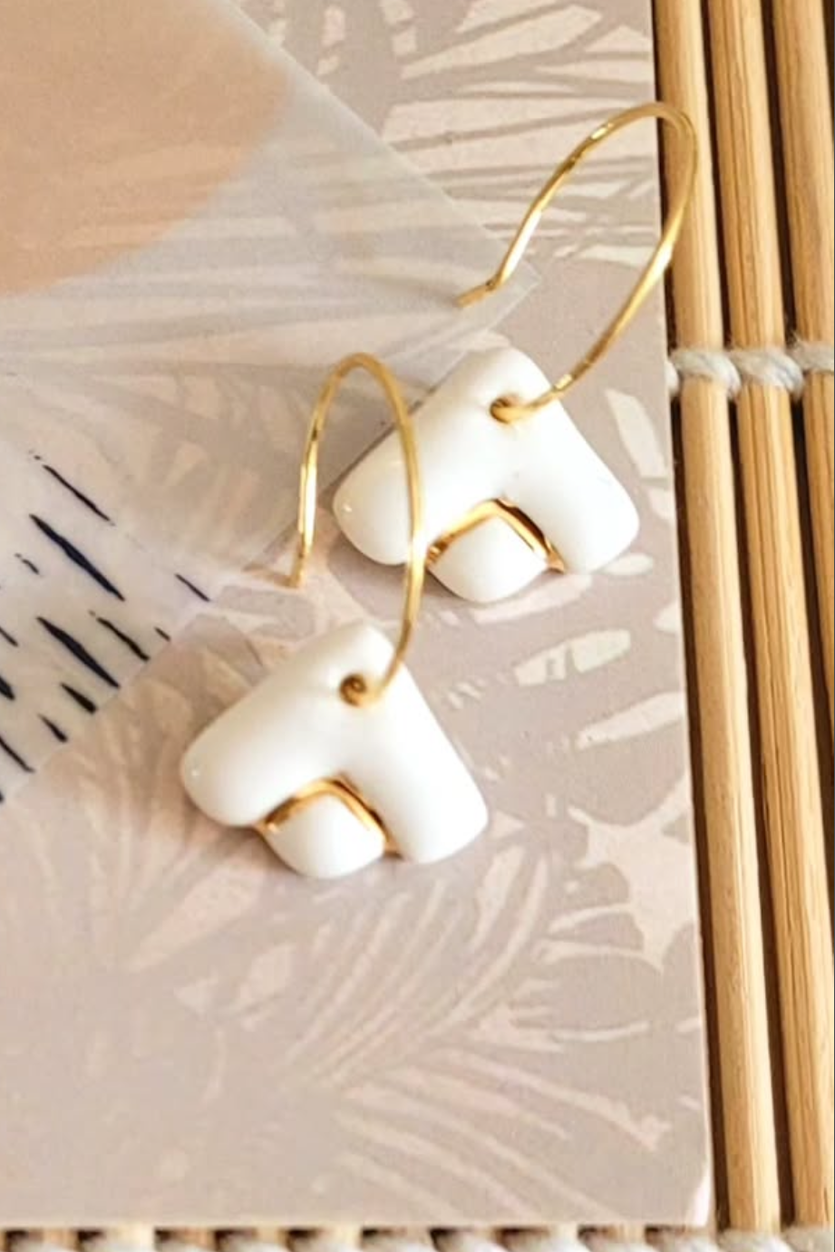 Small Double Triangle Ceramic Earrings
