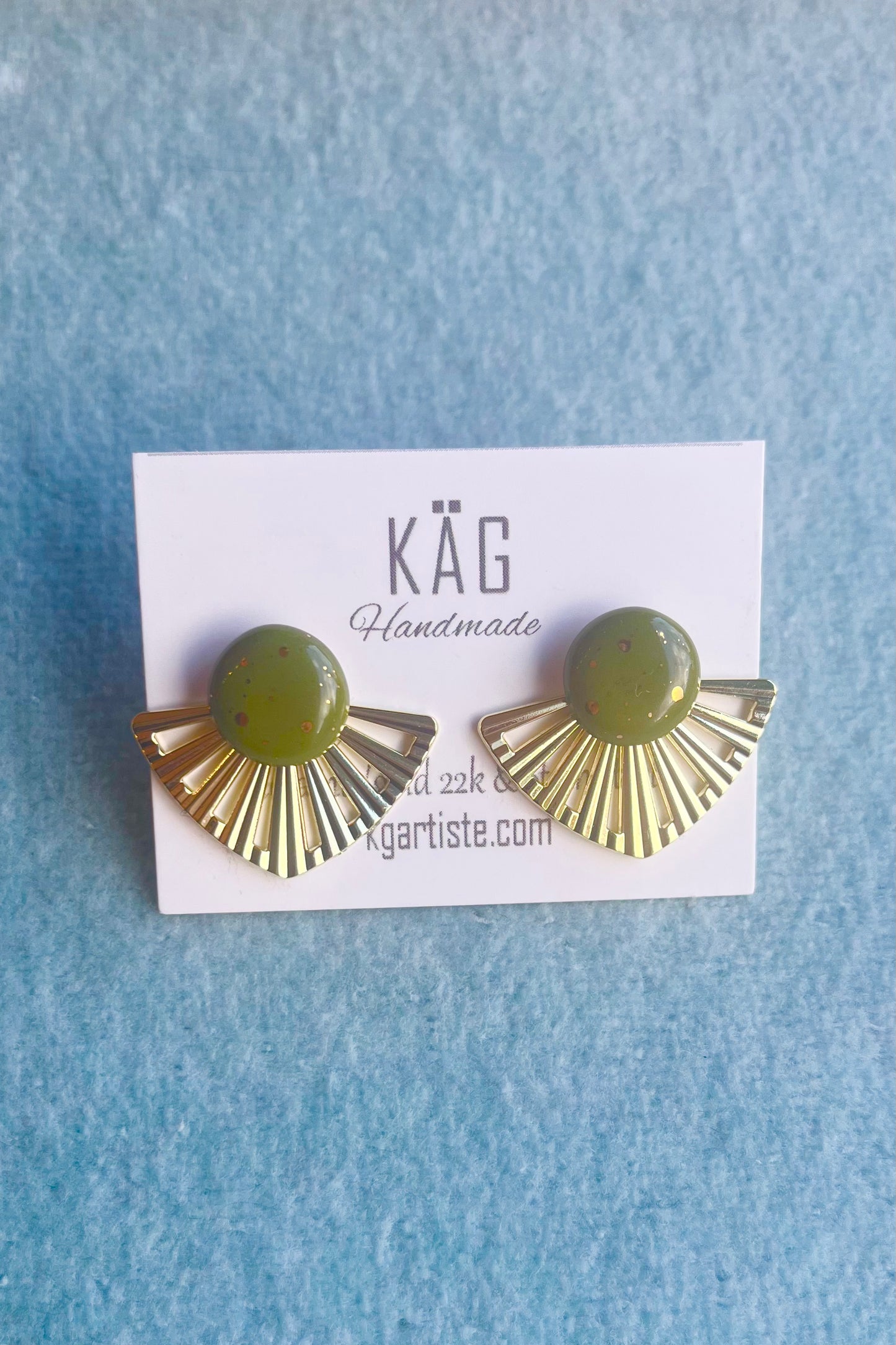 Ceramic Studs with Gold Jacket Earrings