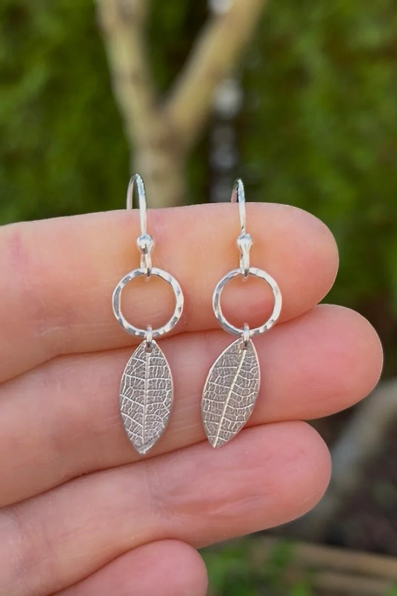 Leaf & Circle Earrings