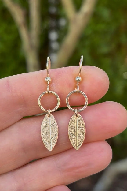Leaf & Circle Earrings
