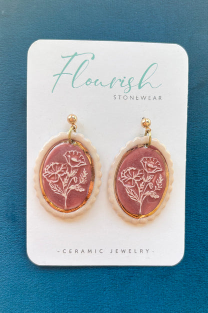 Dusty Rose Oval Portrait Dangles