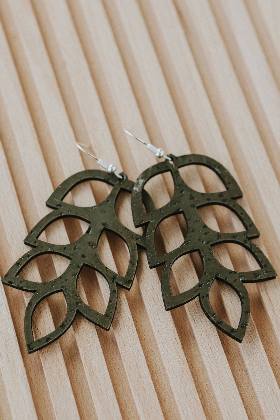 Branch of Leaves Shaped Cork Earrings - Several Colour Options
