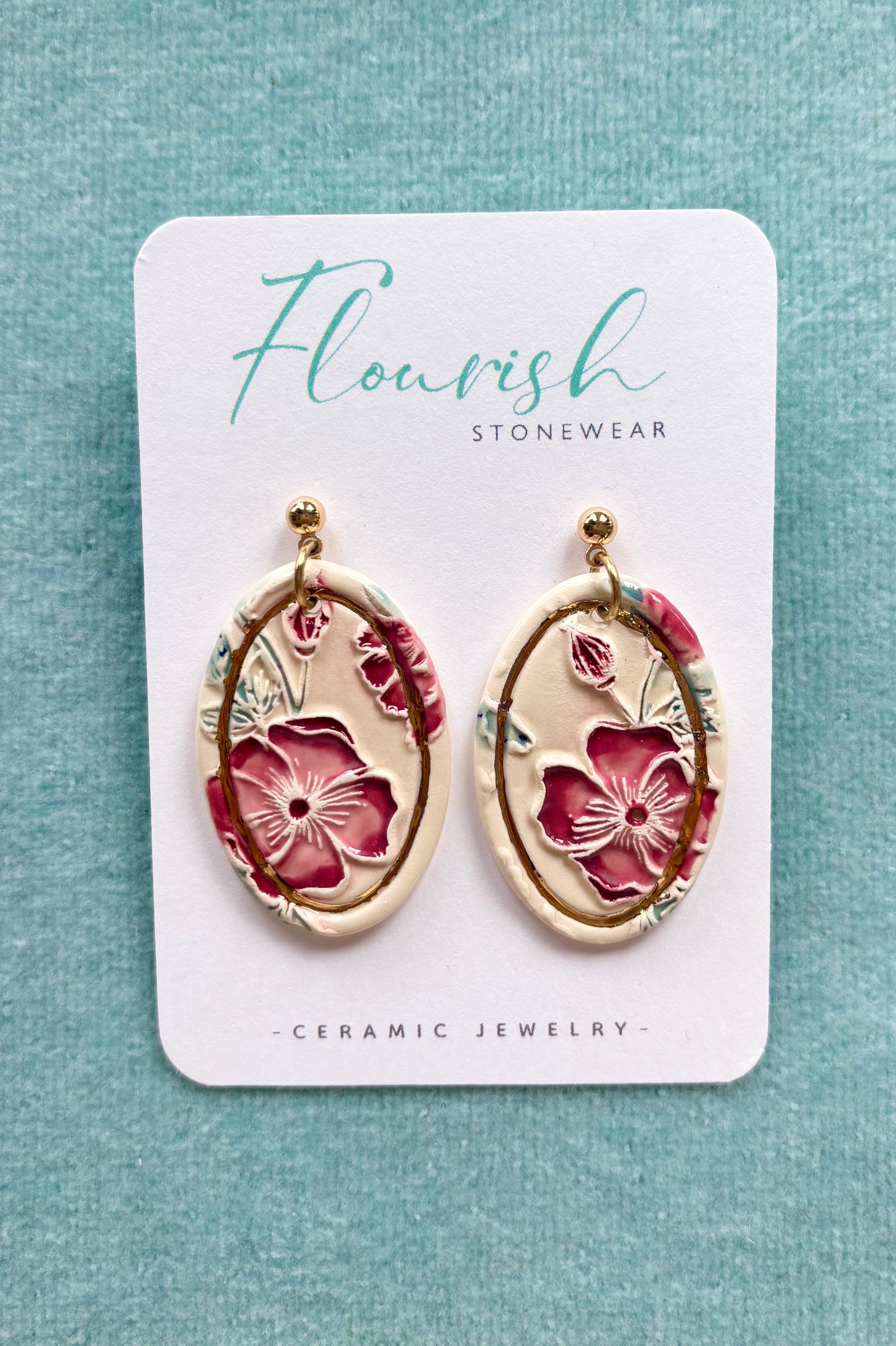 Flower Portrait Dangle Earrings
