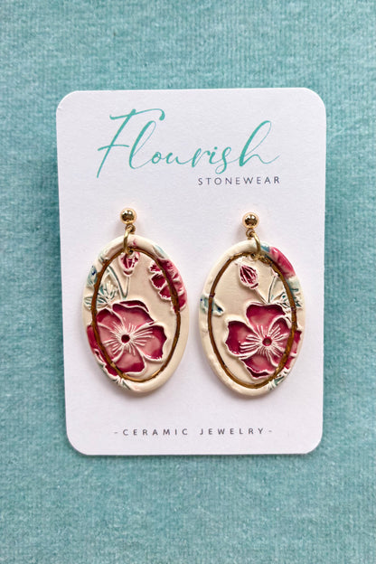 Flower Portrait Dangle Earrings