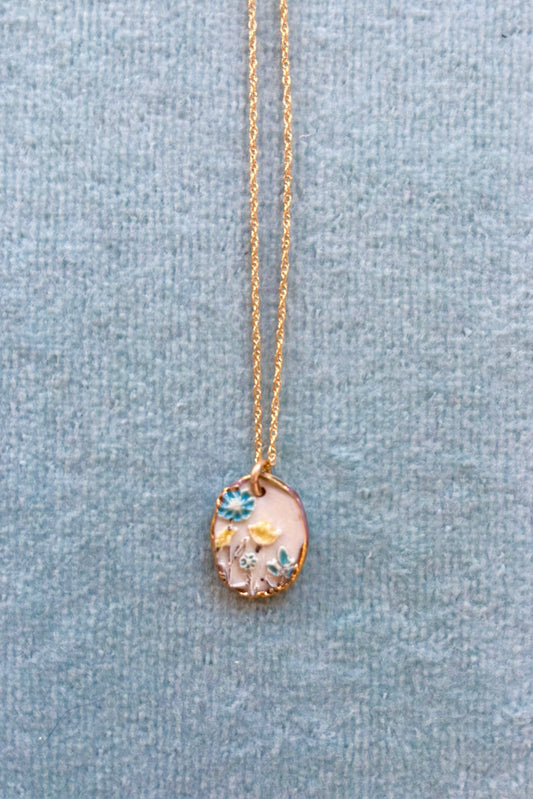 Ceramic Floral Imprint Necklace