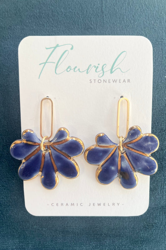 Navy Flower Splash Dangle