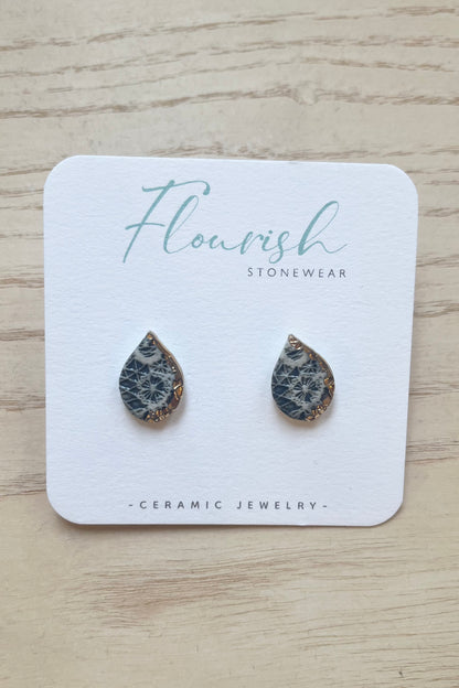 Blue Teardrop Studs