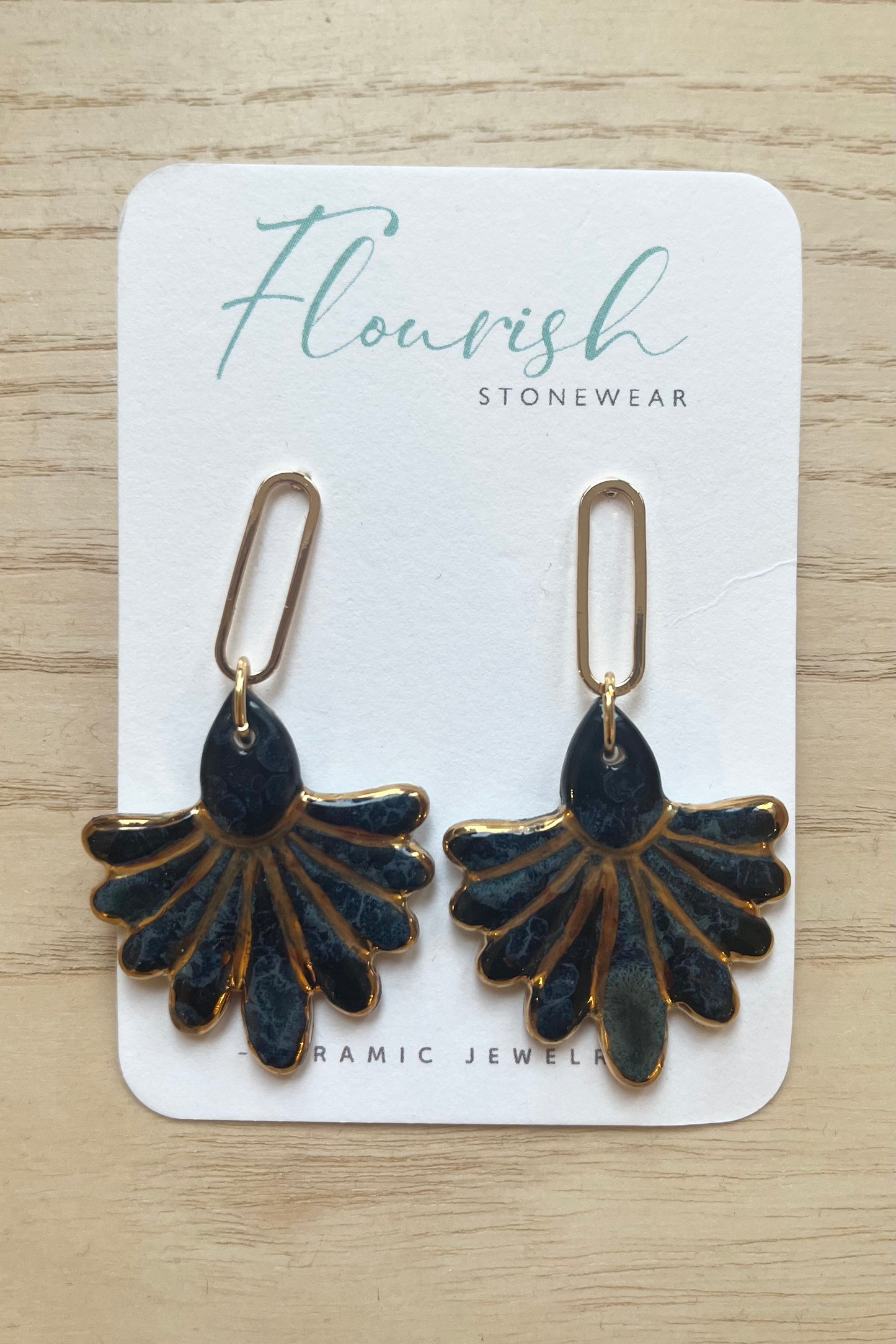 Charcoal Lotus Dangle Earrings