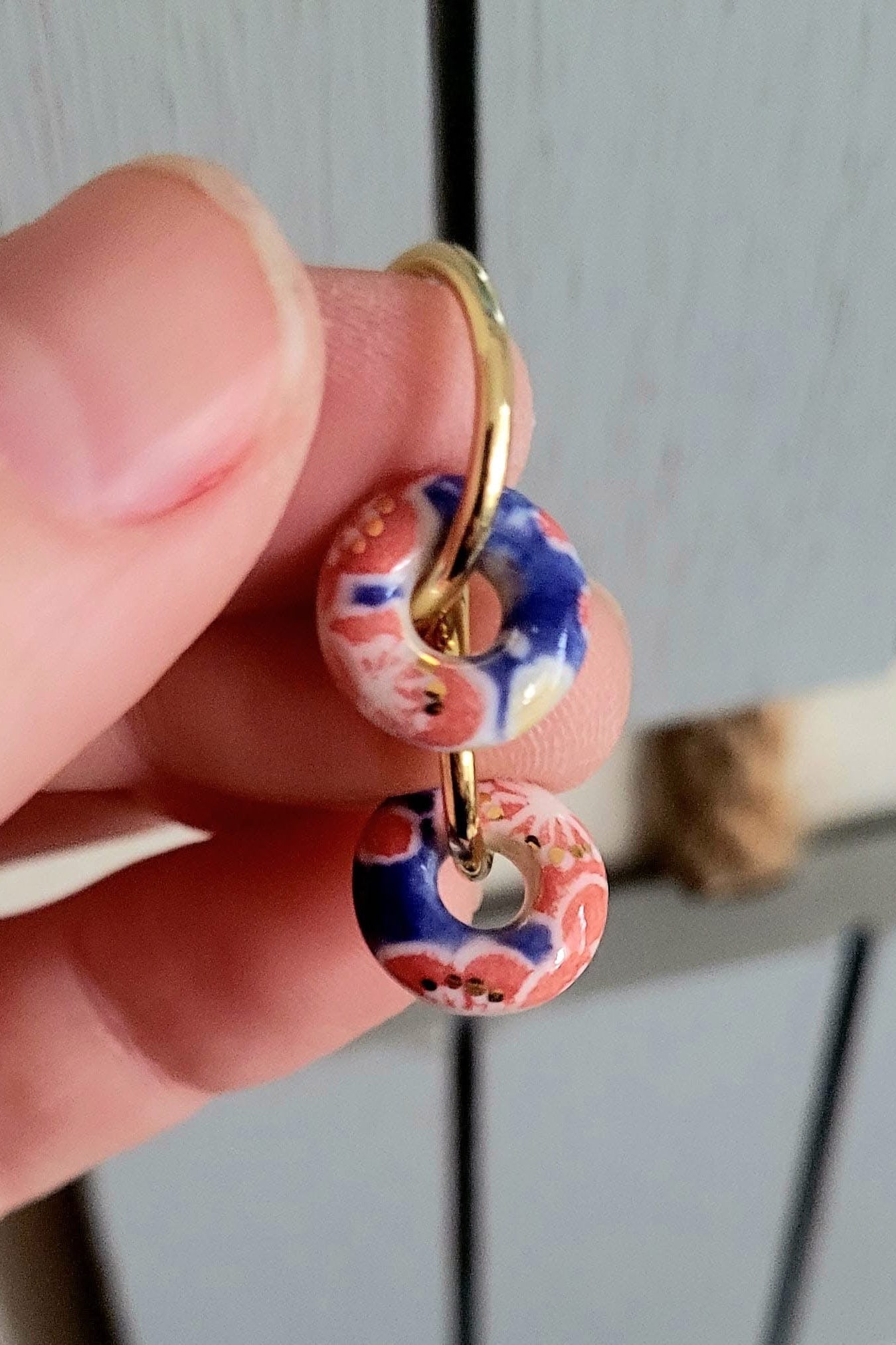 Ceramic Dangle Donut Earrings