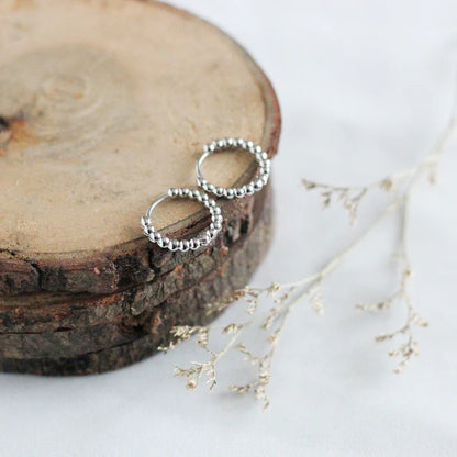 Beaded Huggie Hoops