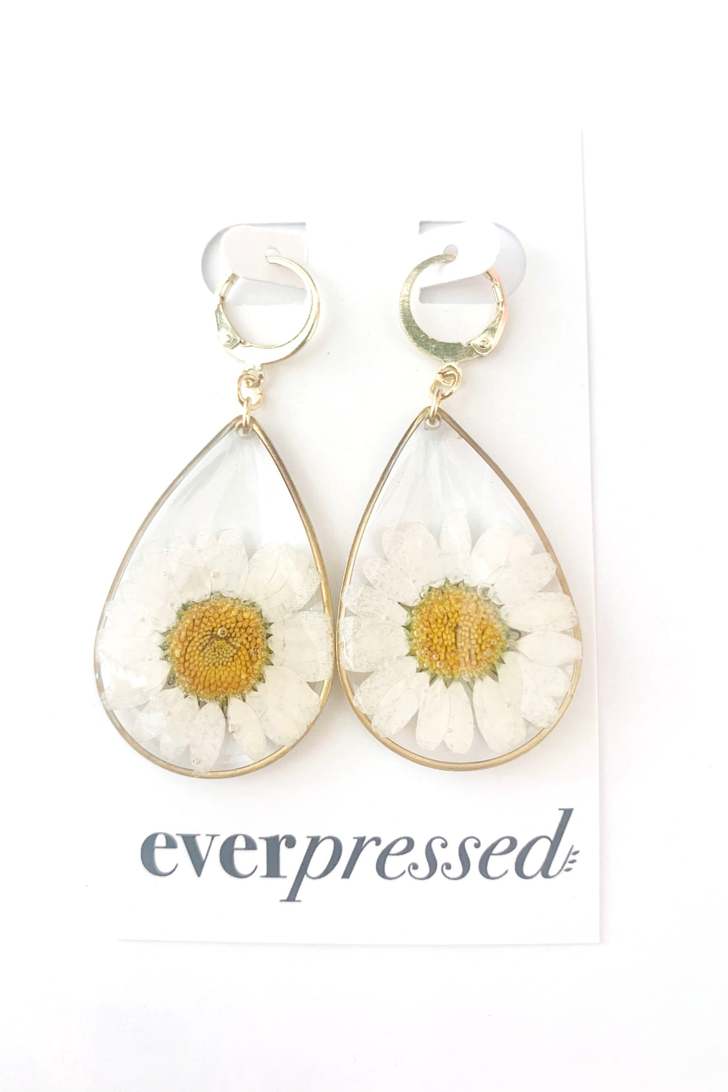 Pressed Flower Large Dangle Earrings