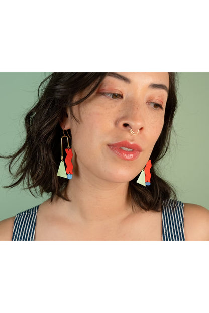 Asymmetrical Squiggle Mobile Earrings