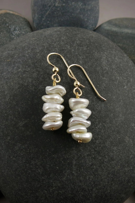 Ruffle Keshi Pearl Earrings • 14K Gold Fill