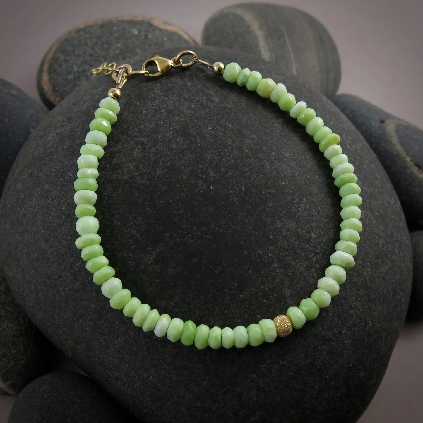 Adjustable Gemstone Bead Bracelets • 14K Gold Fill