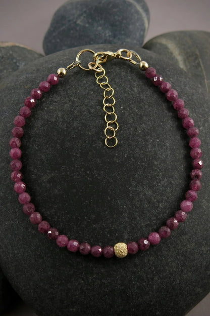 Adjustable Gemstone Bead Bracelets • 14K Gold Fill