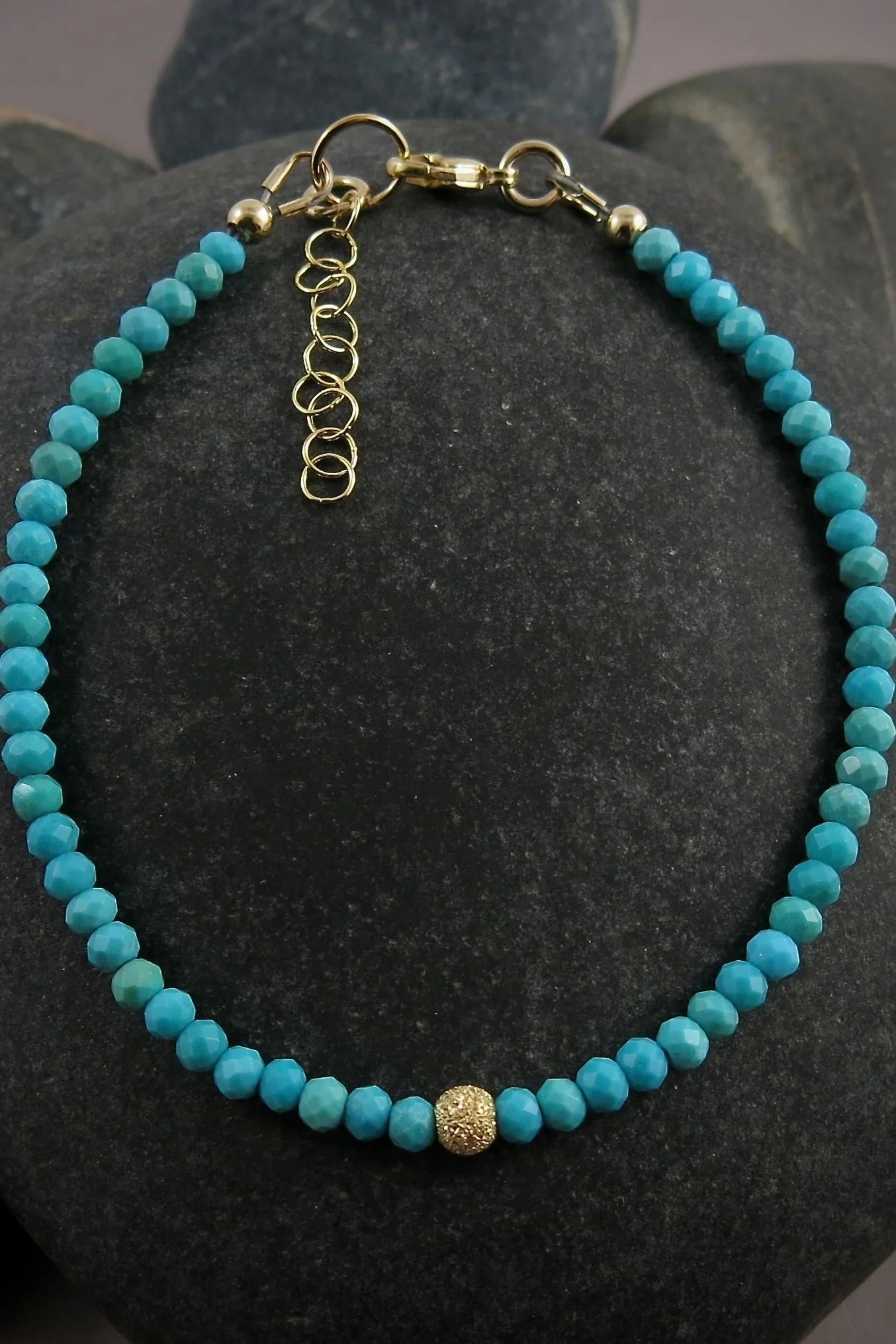 Adjustable Gemstone Bead Bracelets • 14K Gold Fill