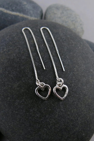 Open Heart Threaders Sterling Silver
