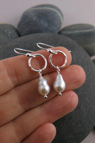 Baroque pearl circle drop Earrings