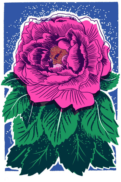 Peony Risograph Print