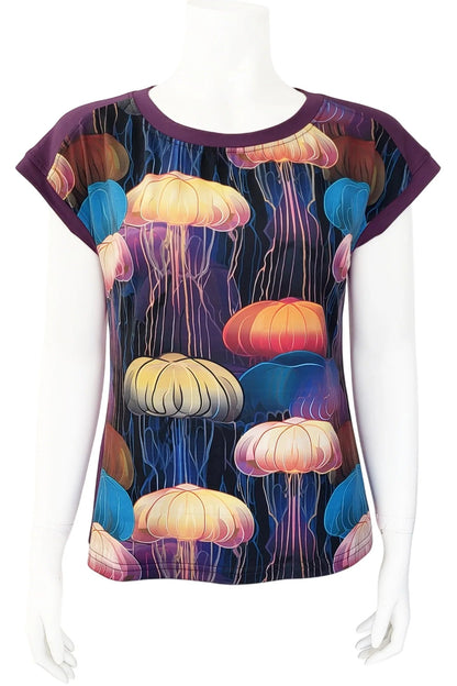Mannequin wearing the Marina Deep Sea Tee from Mandala in Jellyfish pattern, against a white background