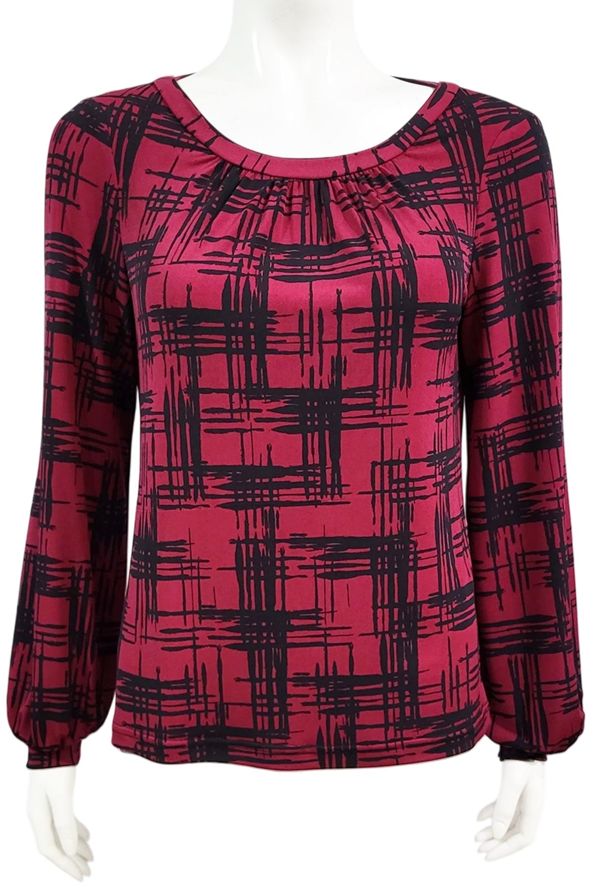 The Gwen Blouse by Mandala in Hopscotch  - Cherry print is shown on a mannequin against a white background.