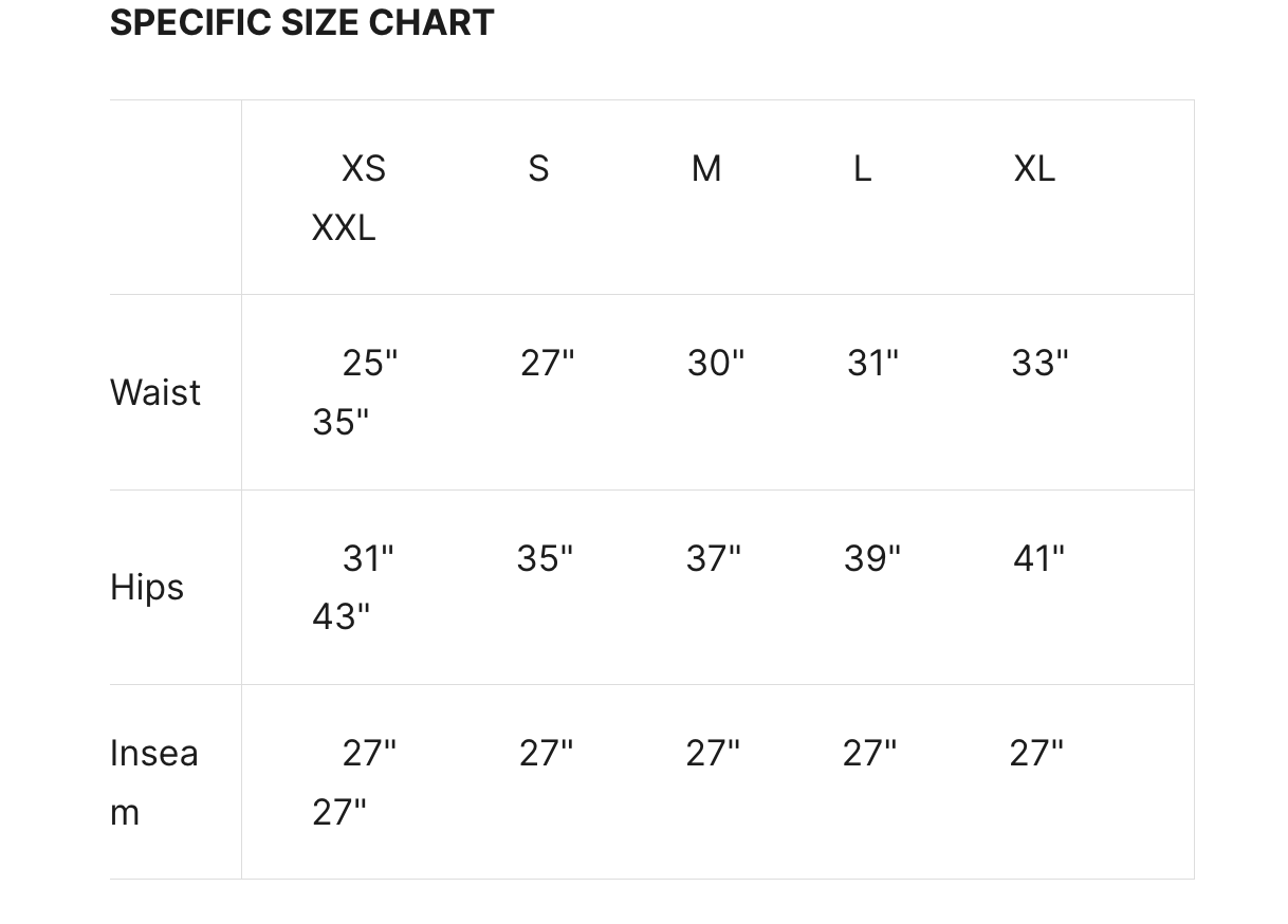 Potton Pants by Message Factory size chart
