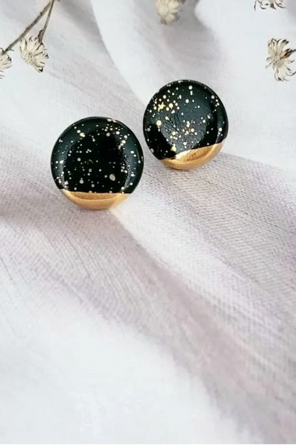 Round Abstract Ceramic Earrings