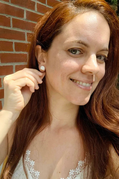 Round Ceramic and Gold Studs