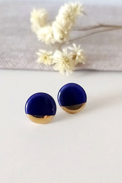 Round Ceramic and Gold Studs