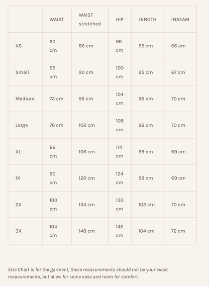 Lights of All Organic Cotton Lounge Pants Size Chart.