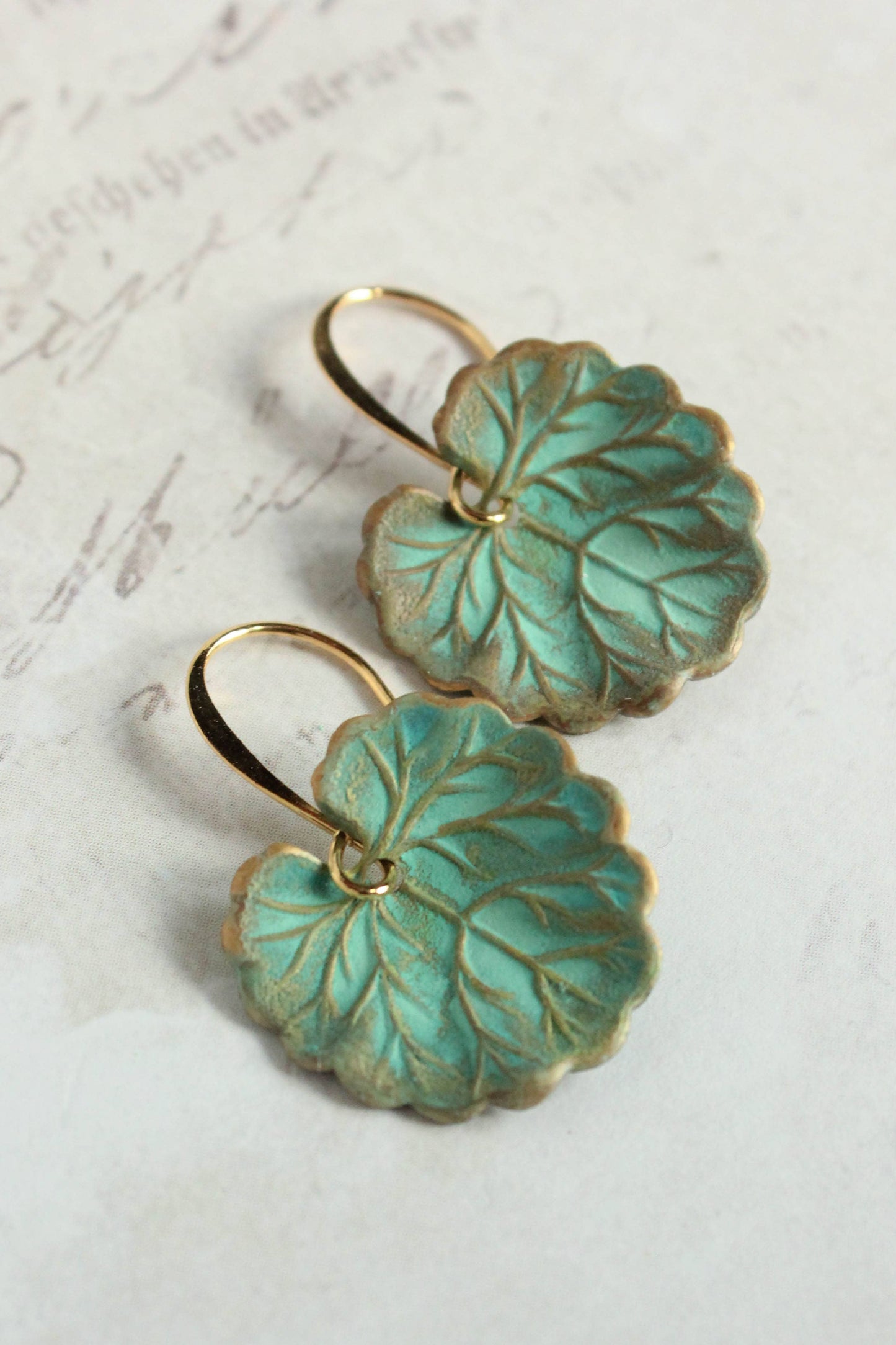 Lily Pad Earrings - Verdigris Patina