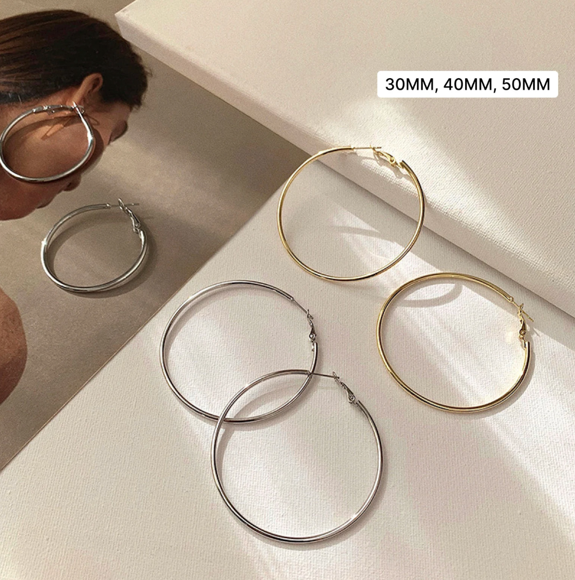 Over Sized Hoop Earrings -  14K PVD Waterproof