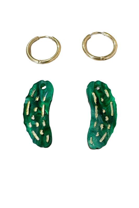 Pickle Hoop Charm Earring
