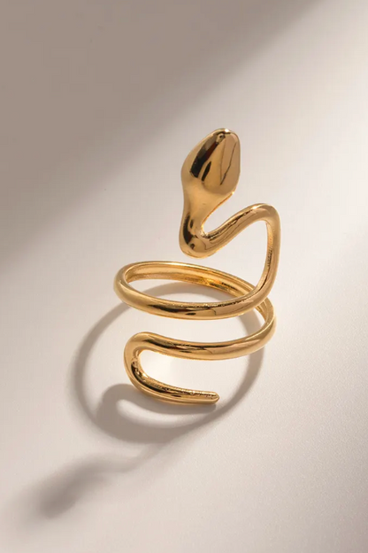 Snake Wrap long finger- Open Gold Steel PVD long lasting