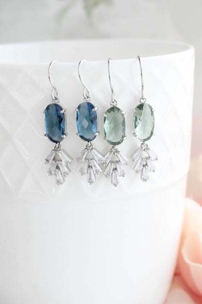 Art Deco Vintage Style Earrings | Sea Green Earrings